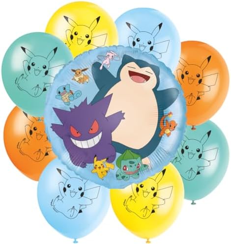 Pokemon Party Supplies Bundle - Complete Birthday Solution! Includes 1 Foil Balloon + 8 Latex Balloons, Official Licensed Product, 9 Total Items for Ultimate Party Fun!