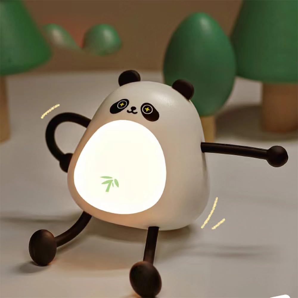 YZYOE LED Rechargeable Panda Warm Light Night Lamp, Cute Animal Bedside Light, Adjustable Limbs Can Be Used As a Phone Holder