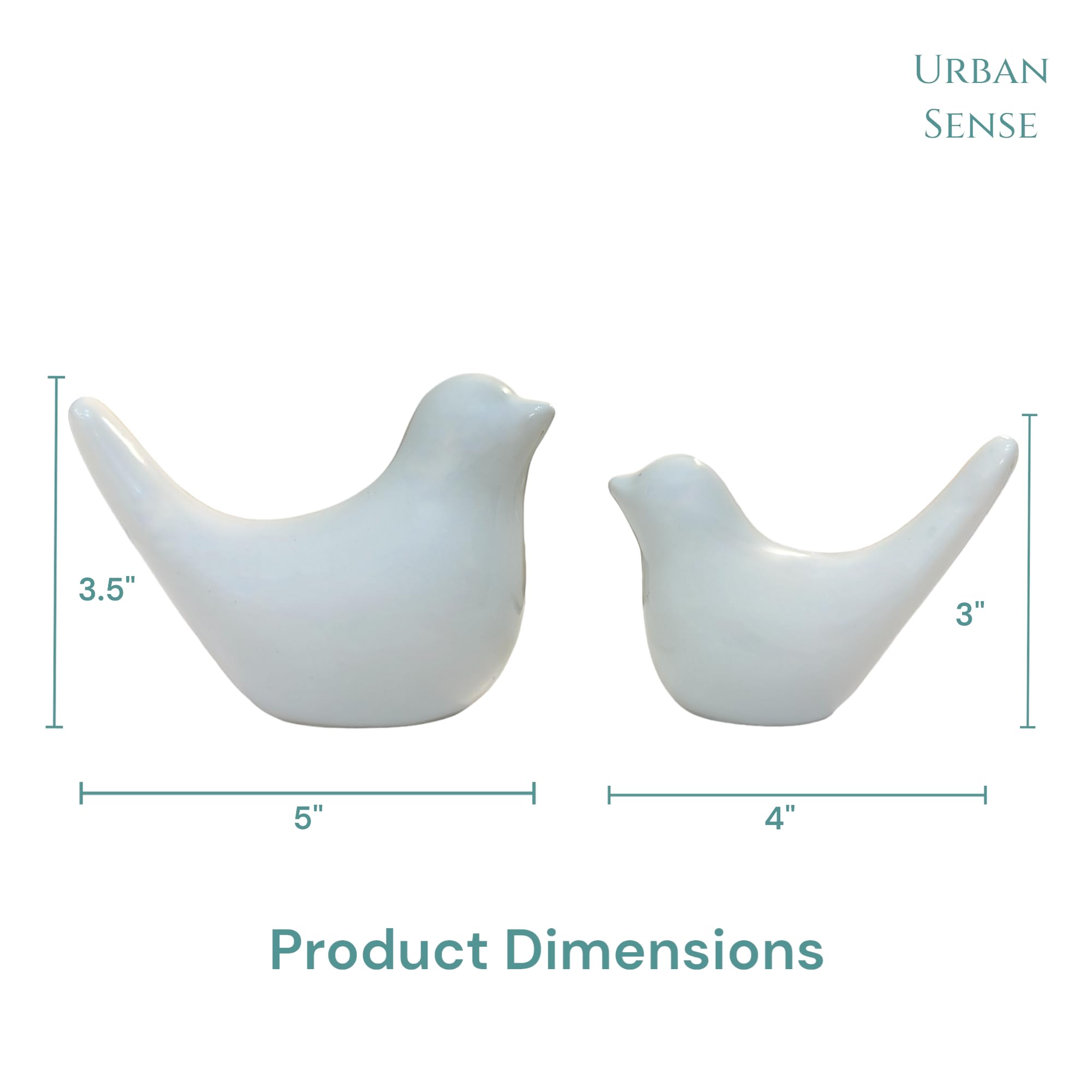 URBAN SENSE® Ceramic Blessing Birds Figurine Set -5.8CM | Bird Showpiece for Living Room Bedroom Bookshelf Office Table | Housewarming Anniversary Birthday Gift | Aesthetic Home Decor (Snowy Symphony) 2