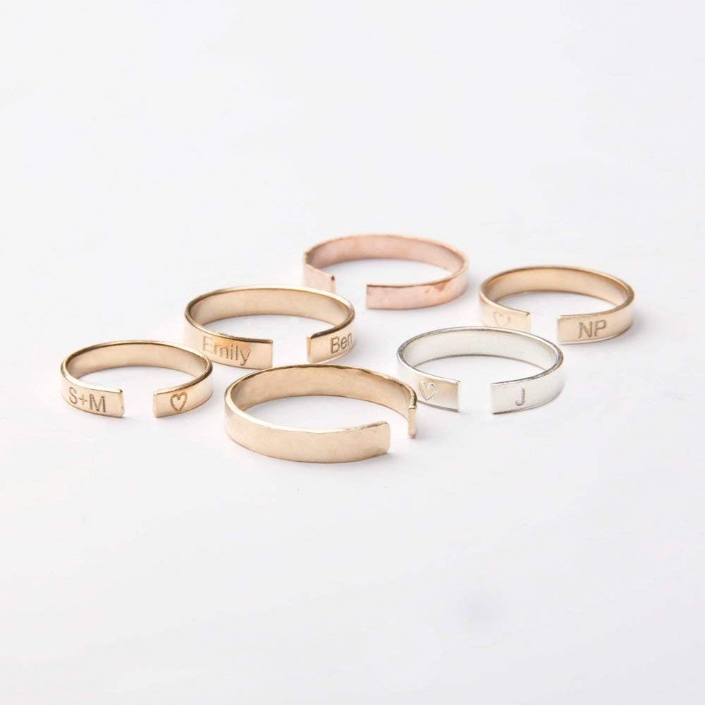Personalized Stacking Rings, Adjustable Custom Rings, Midi Rings, Initials, Heart, Symbols, Gold Filled, Rose Gold Filled, Sterling Silver (CG295R).