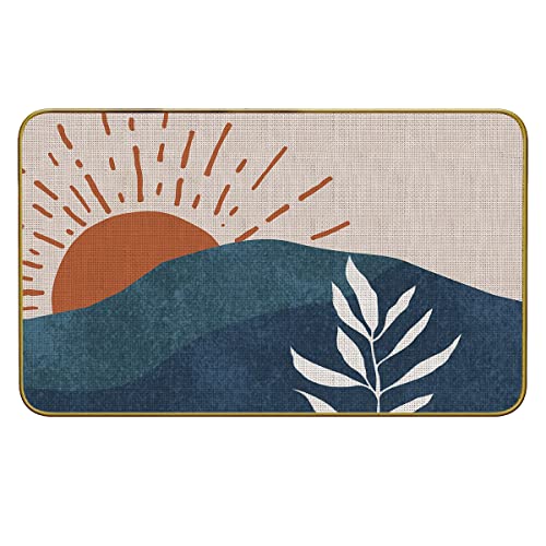 Mingnei Boho Sunrise Botanical Leaf Mountain Doormat Door Mat For Home Entrance,Bohemia Mid Century Farmhouse Floor Mats For House Front Indoor Inside Outdoor Outside Entryway Rug 30 X 17 Welcome Mat #TOP15
