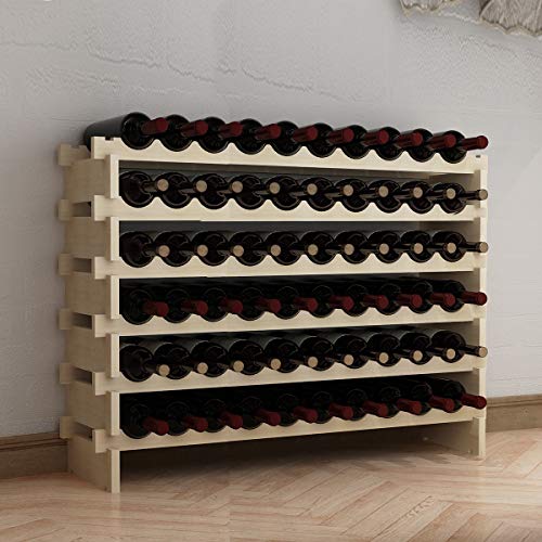 sogesfurniture Drewniany stojak na wino na 60 butelek wina z 6 poziomami, stojak na wino stojak na wino stojak na wino do kuchni i regału barowego, BHEU-BY-WS002