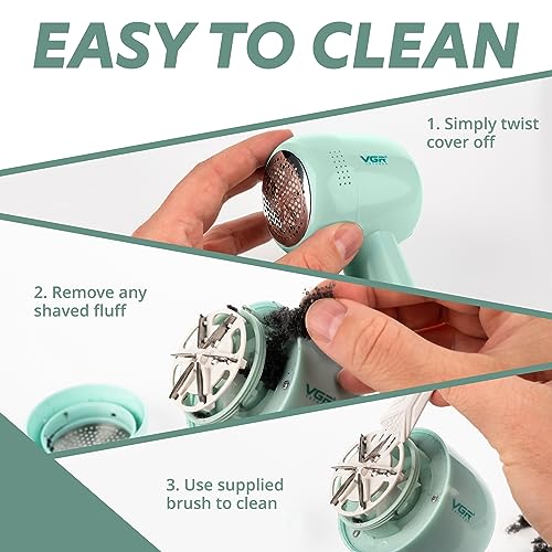 Image of VGR Lint Remover - Bobble Remover for Clothes, Fabric Shaver, Jumper Debobbler, Electric Fuzz Defuzzer, Fluff Cleaner, Portable Wool Depiller, Garment Restorer, Clothing Renewal Tool