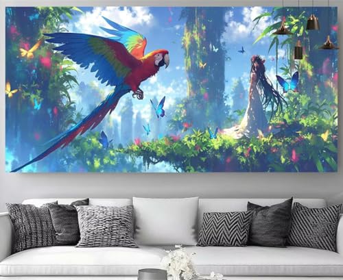Diamond painting XXL perroquet 5D pour créer une décoration murale salon adulte