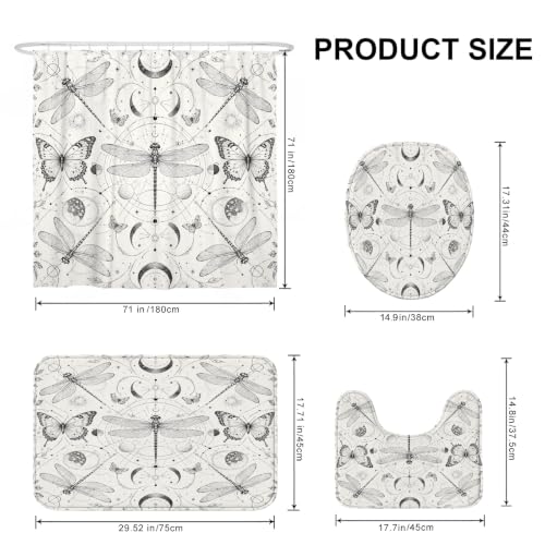 Rideaux de douche polyester imperméable 183x183 cm lune et tapis - 4