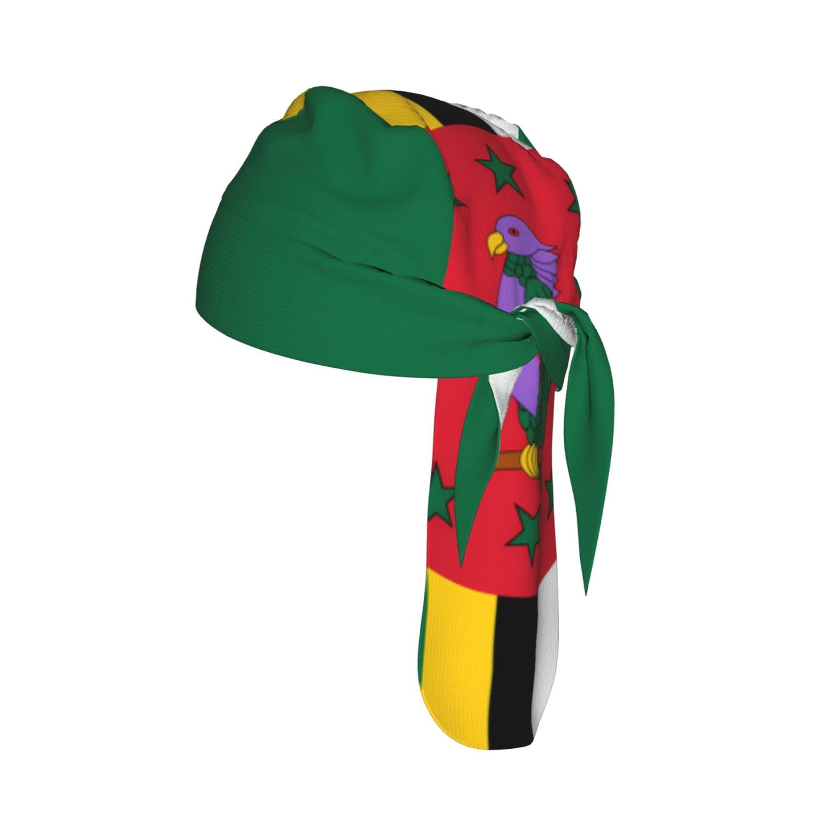 Flag of the Commonwealth of Dominica Print Head Tie Quick Drying Cycling Cap Headband Bandana, Breathable Mesh Skull Caps for Men Women Black