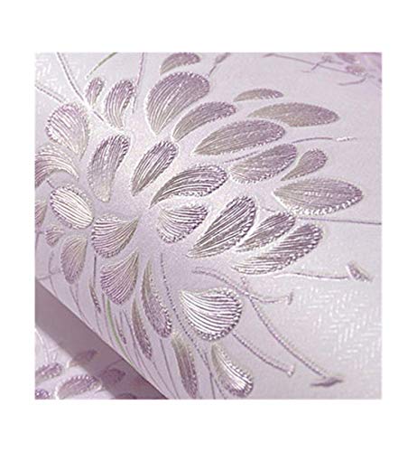 T-QZZQ Nordic pastoral no tejido wallpaper dormitorio pared sala de estar sala de bodas grueso en relieve cálido relieve wallpaper, lavanda