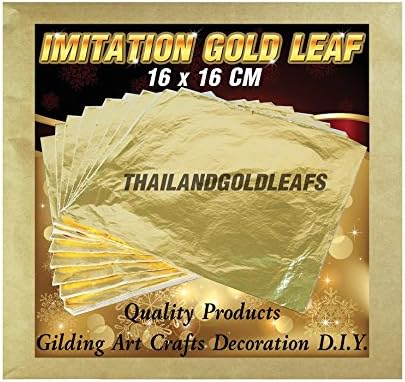 x100 Imitation Gold Leaf Sheets Largest Size 16 x 16 CM Crafts Gilding Nail Art Decoration Party D.I.Y. by THAILANDGOLDLEAFS