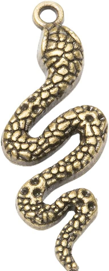Jewelry making supplies 30 Pcs Snake Shape Charms Mixed Metal Snake Pendant Findings Animal Charm Pendants for Bracelets Necklaces Earrings DIY Jewelry Craft Making - Image 4