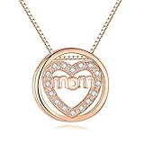 ✦ características: Este agradable collar elegante, con colgante de Mom rodeado de diamantes, oro rosa, los colores de moda y reune elegante