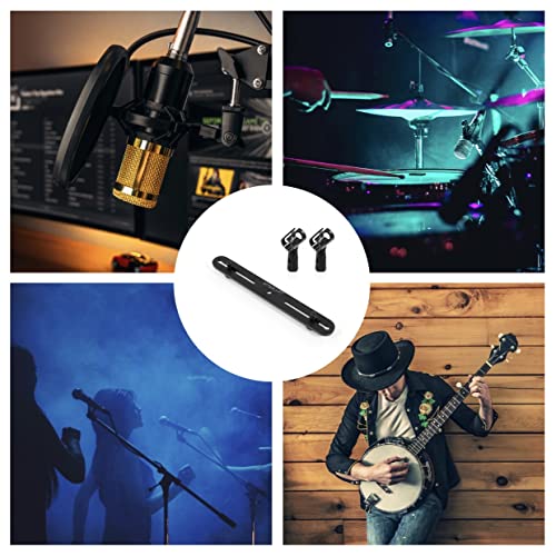 Simplurfi Microphone Bar - Fits 3/8" Mic Stand Or 5/8" 1/4" With Adaptors, Adjustable Length 2.81-9.87", Dual Mic Holder - With 2 Microphone Clips #TOP5