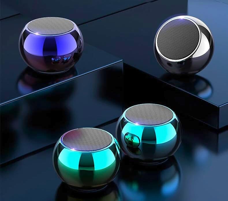 Image of Mini Wireless Portable Bluetooth Metal Speaker Electroplating Round Speaker,Wireless Power Button,Long Lasting Battery & Quick Charge Pack of 1 (Multicolor)