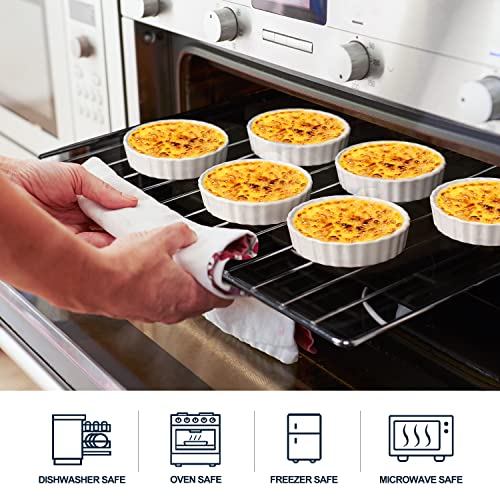 Ramekins 8 Oz-Delling Creme Brulee Ramekins, Round Fluted Quiche Dishes Tart Pan, Oven Safe Ramekins For Baking, Souffle, Ramekins Set Of 6, White #TOP2