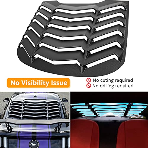 Rear + Side Window Louvers For Ford Mustang 2015 2016 2017 2018 2019 2020 2021 Windshield Sun Shade Rain Cover Gt Lambo Style Abs (Matte Black) #TOP4