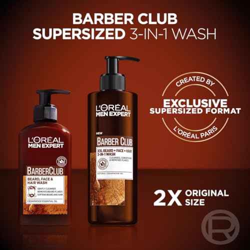 L'Oréal Paris Men Expert Barber Club 3-in-1, Body, Hair & Beard XXL Wash Enriched with Cedarwood Oil to Cleanse & Removes Beard Flakes, 400ml - Image 5