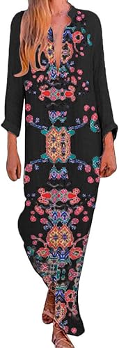 Kleid fA r Damen Liusdh Boho Baggy Long Sleeve V-Ausschnitt Leinen Kaftan Maxikleid Loose V-Ausschnitt Split langen Rock Baumwolle und Leinen Strandkleider Black M Kleid fA r Damen Liusdh Boho Baggy Long Sleeve V-Ausschnitt Leinen Kaftan Maxikleid Loose V-Ausschnitt Split langen Rock Baumwolle und Leinen Strandkleider Black M