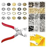 GTAAOY 100 Sets 9.5mm Metal Snaps Buttons with Fastener Pliers Press Tool Kit Perfect for Crafts Clothes Hats and Sewing, Snap Button Fasteners Kit for Clothing Sewing