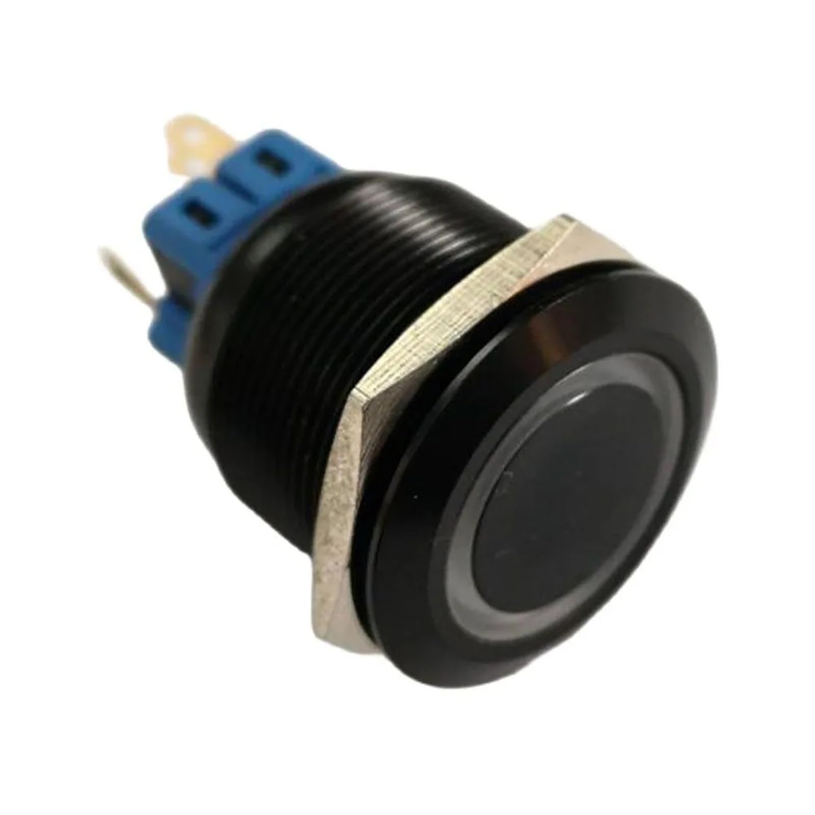 Interruttore a pulsante antivandalo nero con illuminazione ad anello da 22 mm, 1 pezzo(A,1NO1NC Latching,LED voltage 220V)