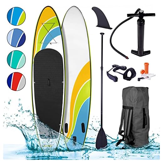 Brast Tabla Paddle Surf Hinchable Wave | 300-365Cm Varios Modelos | Incl. Accesorios Correa Para El Pie Remo Bomba Mochila De Transporte | Azul Verde Amarillo Rojo Turquesa Naranja | Happiness 300