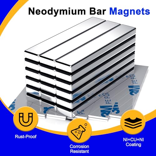 Image of Powerful Neodymium Bar Magnets, 24 Pack N52 Heavy Duty Magnet, 60x10x5mm | Rare Earth Magnets, Rectangular Magnets, Small Magnet Strong for Fridge, DIY, Garage, Kitchen, Science, Craft, Office