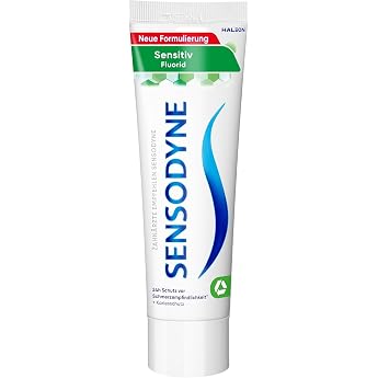 Sensodyne Sensitive Fluoride Toothpaste, 75 ml, Daily Toothpaste to Protect Against Caries, for Pain-sensitive Teeth