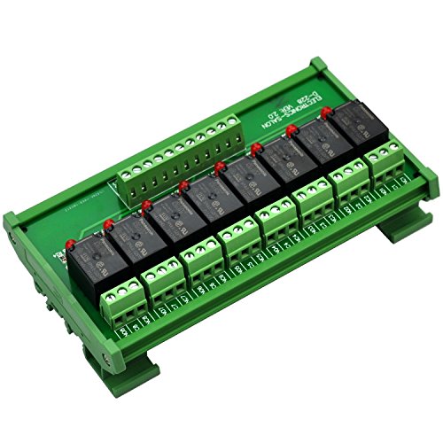 Electronics-Salon DIN Rail Mount 8 SPDT Power Relay Interface Module. (Operating Voltage: DC 12V)