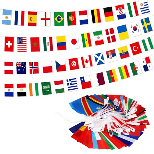 48 Countries String Flag 45 Ft International Flags Bunting Banner of the World for Soccer Theme Party Sports Game Events Outdoor Gardens and Sports Clubs