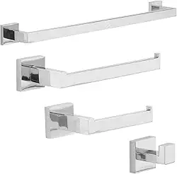 Kit Acessórios Premium 4 Peças Inox 304 Para Banheiro Lavabo (Cromado)