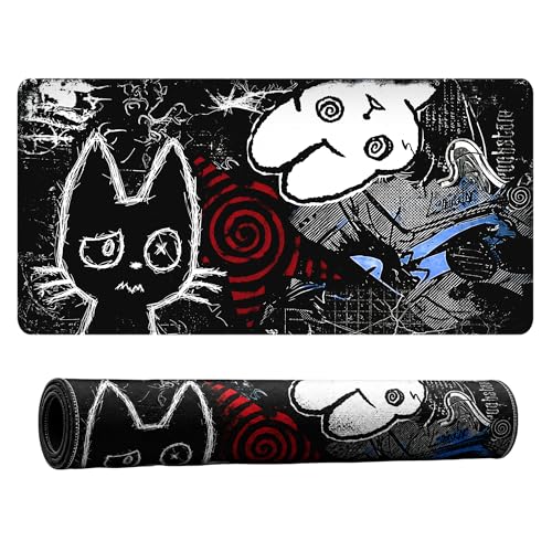 Image of MASIPICKS Doodle Extended XXXL Desk Mat 458 x 915 mm | Premium Midnight Doodle Chaos Mouse Pad with Stitched Edges | 3mm Thick Non-Slip Desk Pad for Gaming, Office & Workstation