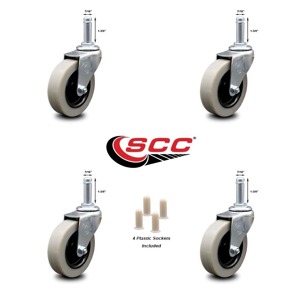 Service Caster Brand – 3 Inch Mop Bucket Casters – Fits Rubbermaid Mop Bucket 7380-L1 – Replacement Sockets Included – Set of 4