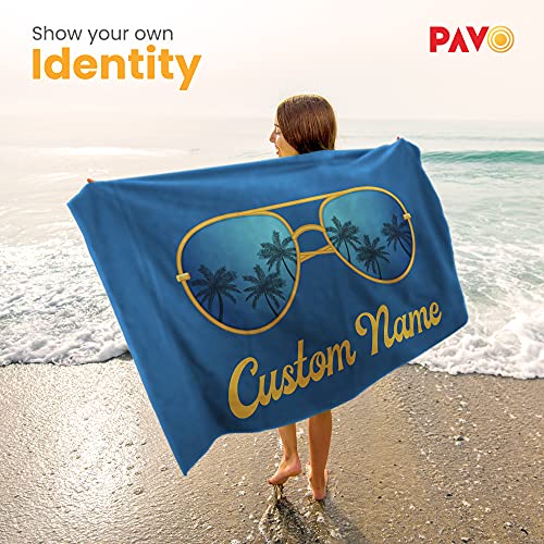 Pavo 2022 Premium Personalized Sand Free Softly Beach Towels For Men Women Kids Girls Boys Adults - Custom Beach Towel With Name - Summer Gifts - The Beach Is Calling Cool Navy Sunglasses #TOP1