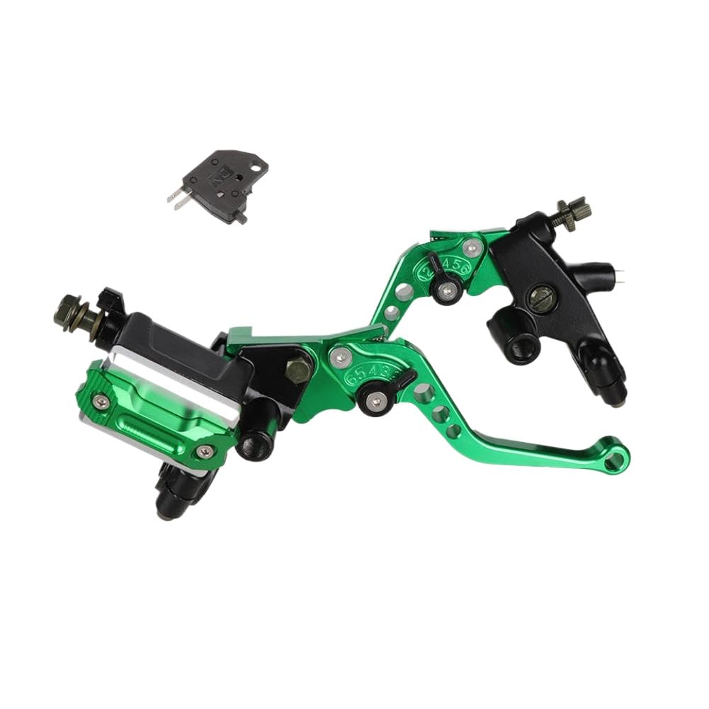Hscjmeht Green Universal Motorcycle 7/8 Inch 22Mm Handlebar Cnc Hydraulic Brake Master Cylinder Clutch Lever Kit(Green)