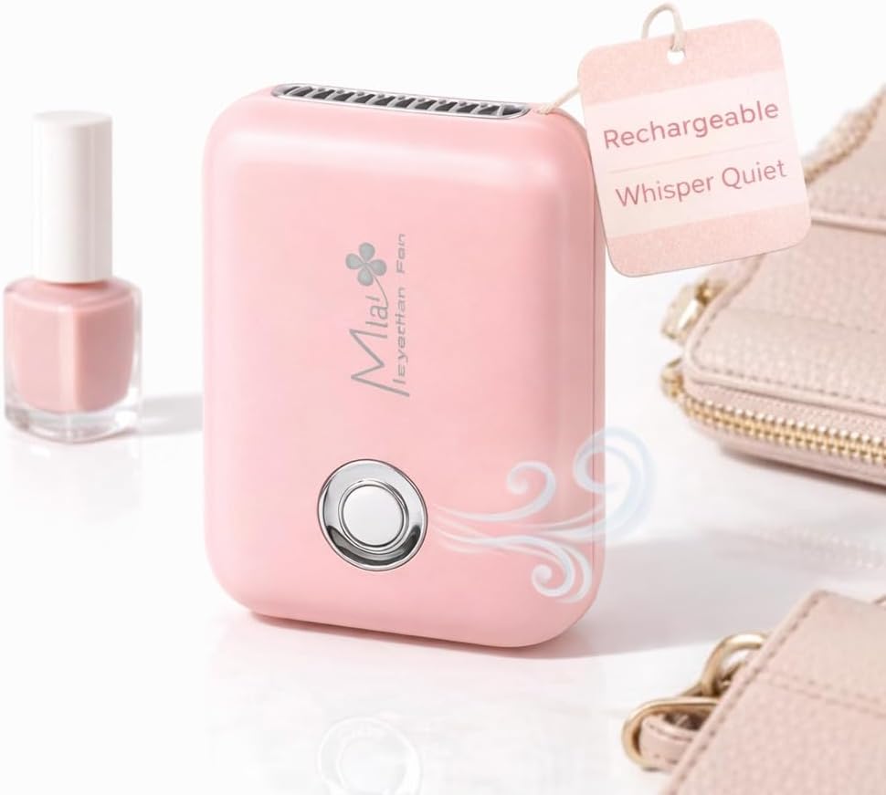 Rechargeable Mini Lash & Nail Fan – Quiet USB Handheld Cooling Device for Lash Extensions, Nail Art & Beauty Treatments – Portable Salon & Home Use (Soft Pink) | Atlas