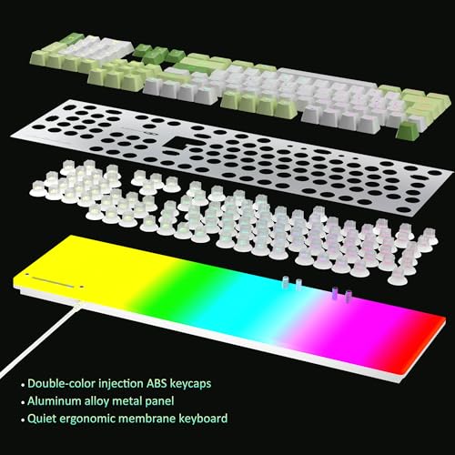 Image of MageGee GT838 Gaming Keyboard and Mouse Combo, 104 Keys RGB Backlit Quiet Wired Keyboards with Number Pad, Metal Panel, Anti-Ghosting, Keyboards Set for Desktop, Laptop, PC, Green