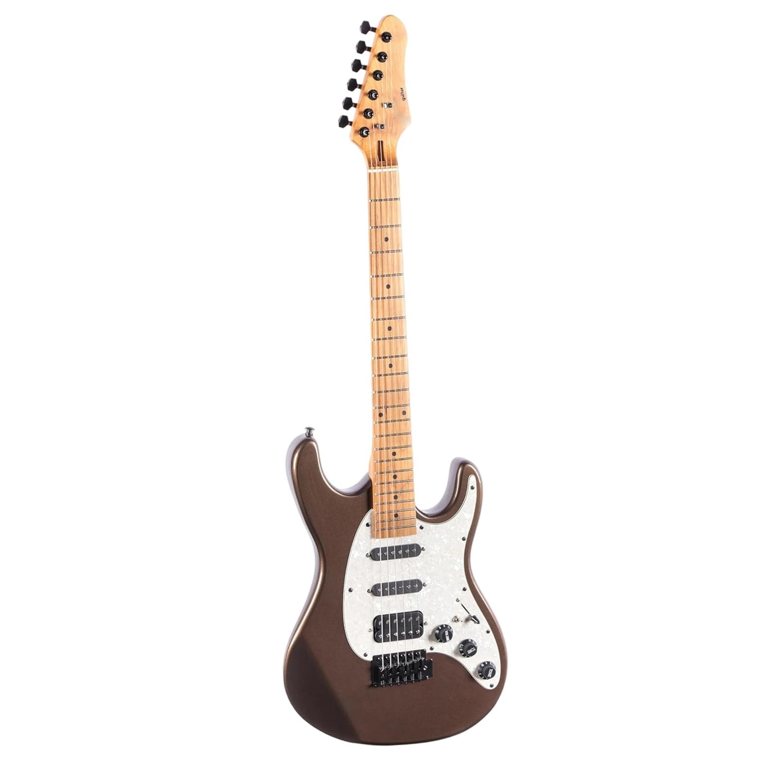 Typ Wydajności Gitara Elektryczna Solidne Struny Do Gitary Elektrycznej 7 Metalicznych Wykończeń Korpus Z Topoli Klonowa Gryf Podstrunnica Regulowany SSH Pickup(Brown)