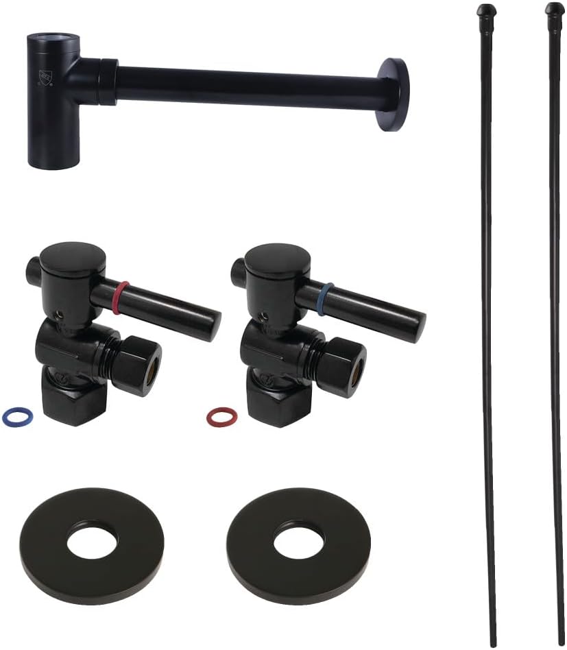 Kingston Brass CC43103DLLKB40 Trimscape Modern Plumbing Sink Trim Kit with Bottle Trap in Antique Brass