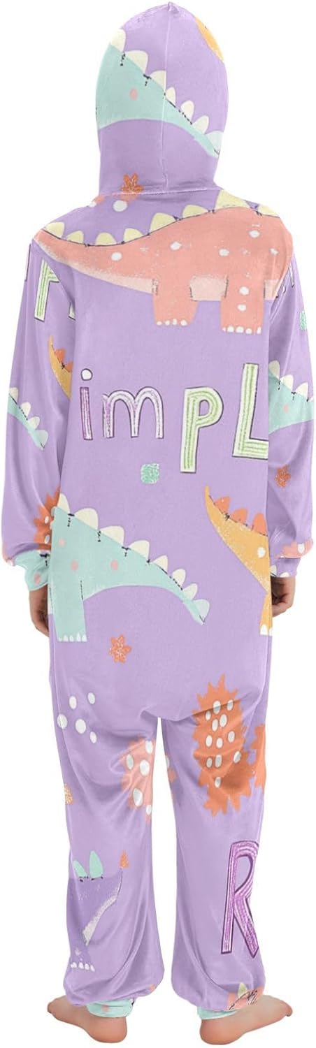 Animal Dino Dinosaur CartoonUnisex Onesie PajamasSoft Warm Hooded One-Piecing Costumefor Christmas Home