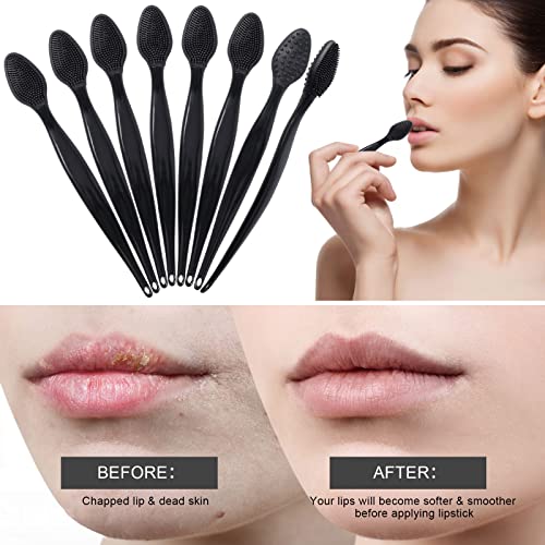 8 Pack Silicone Lip Scrub Brushes, Beomeen Black Double-Sided Exfoliating Lip Brush Soft Silicone Lip Scrubber Exfoliator Tool Blackhead Remover For Skincare #TOP1