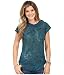 Lucky Brand Women's Cap Sleeve Top with Yoke in Blue Multi