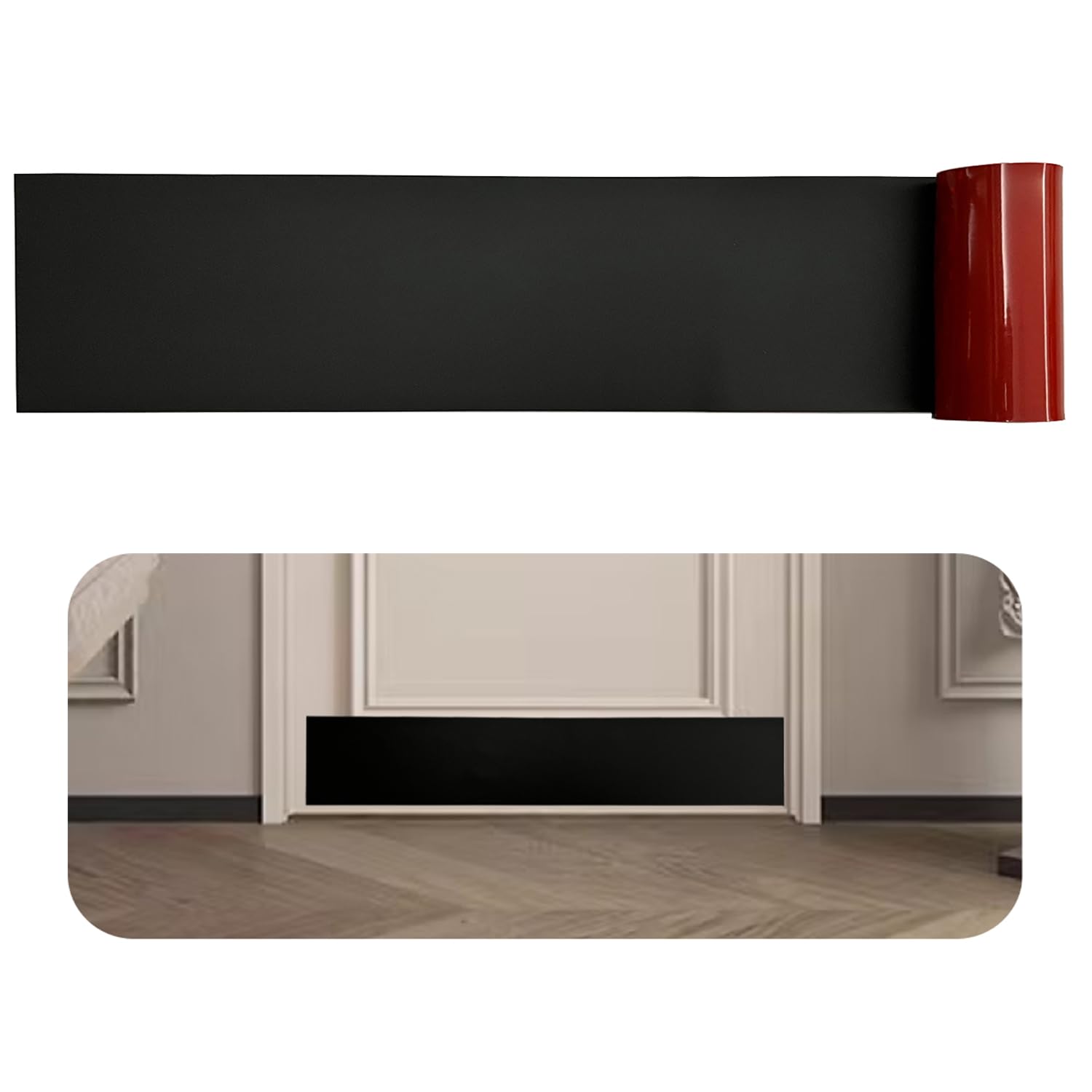 BAJIAOREN Silicone Rubber Door Kick Plate 6x42 Inches Self Adhesive Black Cut-to-Fit KickPlates for 36-44 Inch Wide Exterior Interior Doors Peel and