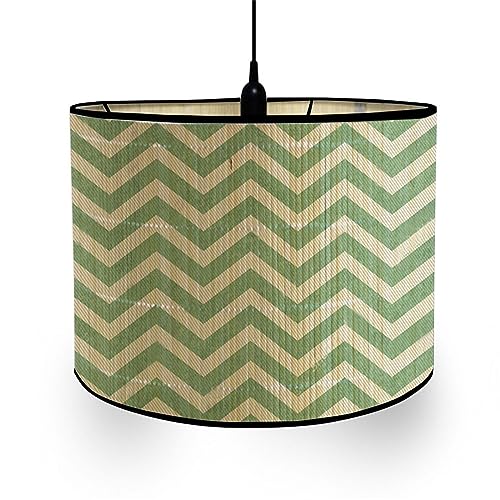 Morbuy Bamboo Lampshade for Table Lamp, Stripes Pattern Vintage Style Diameter 30cm Wooden Bedside Light Lampshade Light Shades Wall Light Lamp Shades, Desktop Accessories (Chevron Pattern)