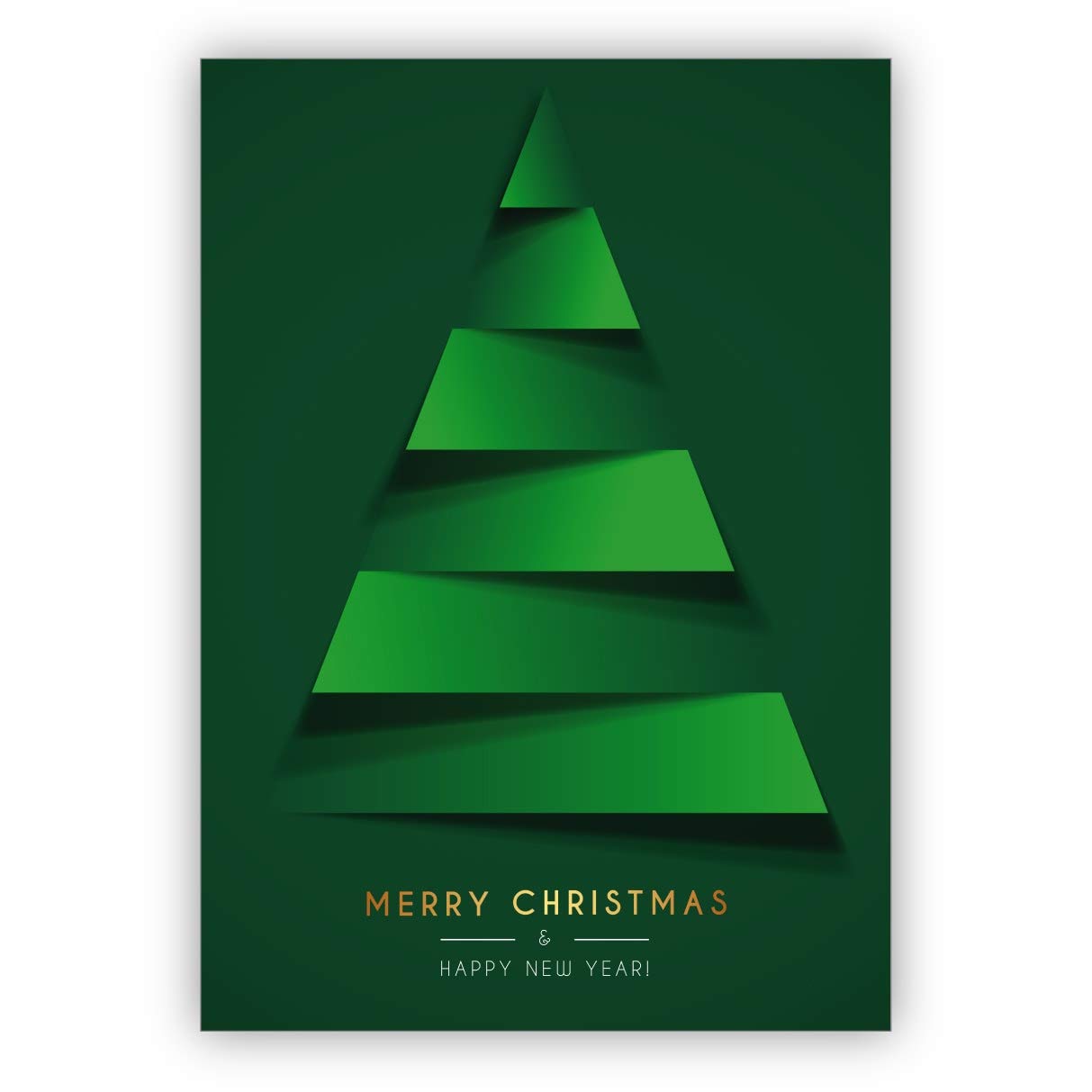 16x Moderne grüne, reduzierte Weihnachtskarte mit grafischem Weihnachtsbaum: Merry Christmas & happy new year • Klappkarten als liebevoller Weihnachts Gruss für Familie und Freunde