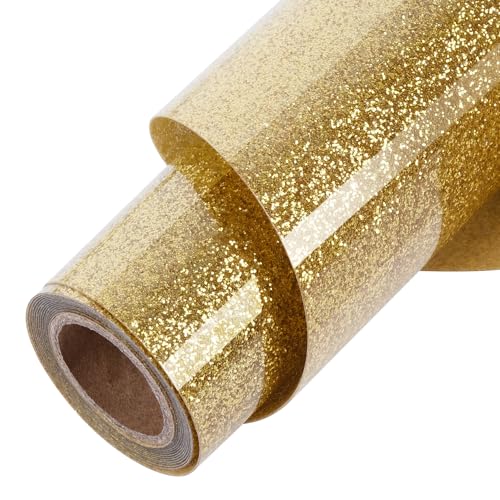 TORC Gold Glitter HTV Gold Heat Transfer Vinyl HTV Rolls 12 x 6 ft Iron on Vinyl for T Shirts Gold Glitter HTV Vinyl for All Cutter Machines Easy to Cut & Weed for Heat Vinyl Design 1 Roll