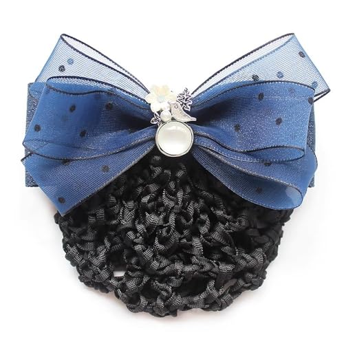 Bow Tie Hair Net Silk Bow Spring Clip Hair Net