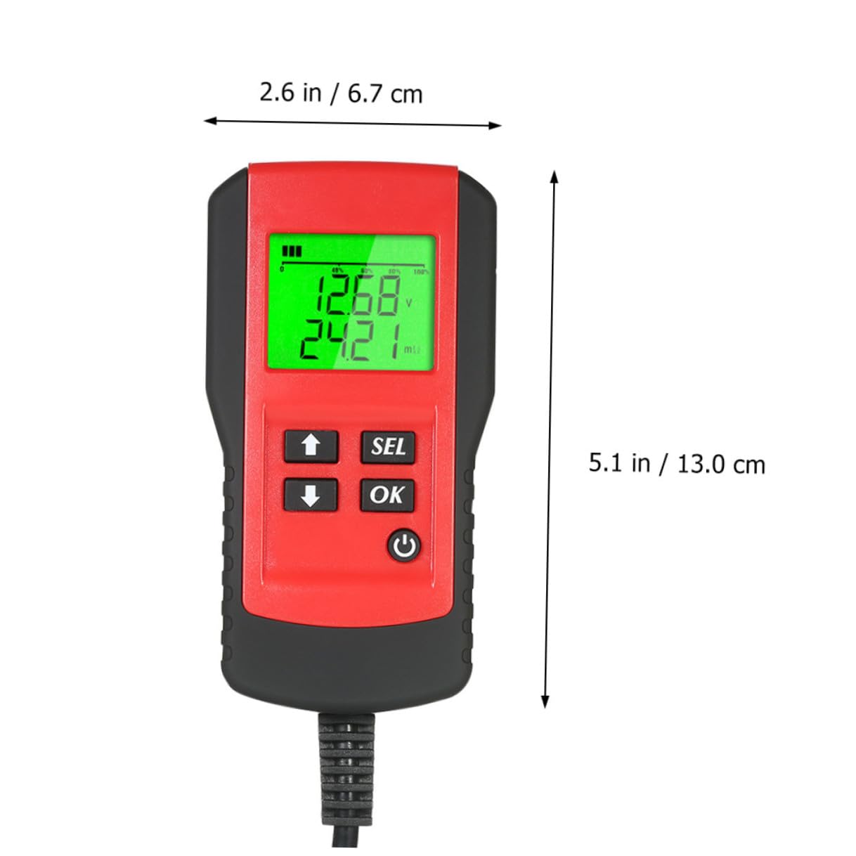 Tester Batteria per Auto 12v Display Lcd Rosso, Risposta Rapida, Materiali Abs e Rame, Analizzatore Batteria Portatile per Test della Capacità e Resistenza