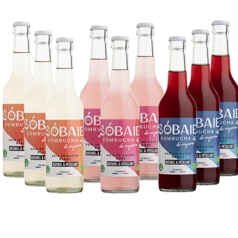 Kombucha de Vigneron SOBAIE - Baies de Raisins Rose, Blanc et Rouge - 9 x 33 cl