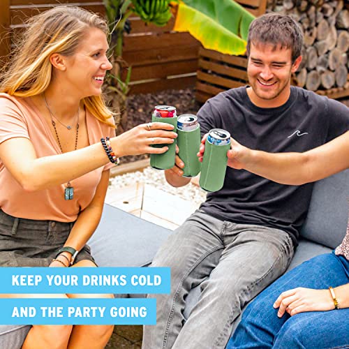 Image of Slim Can Cooler Sleeves (30-Pack) Soft Insulated Slim Can Koolie for White Claw Seltzer & Slim Beer - HTV Blanks for Vinyl Projects - Skinny Can Koolies Bulk - Tall Can Coolies for Slim Cans (Sage)