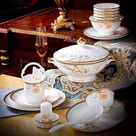 Elevate Your Dining Experience: Buy the Exquisite 52-Piece European Lotus Bone China Dinnerware Set – SnamicE