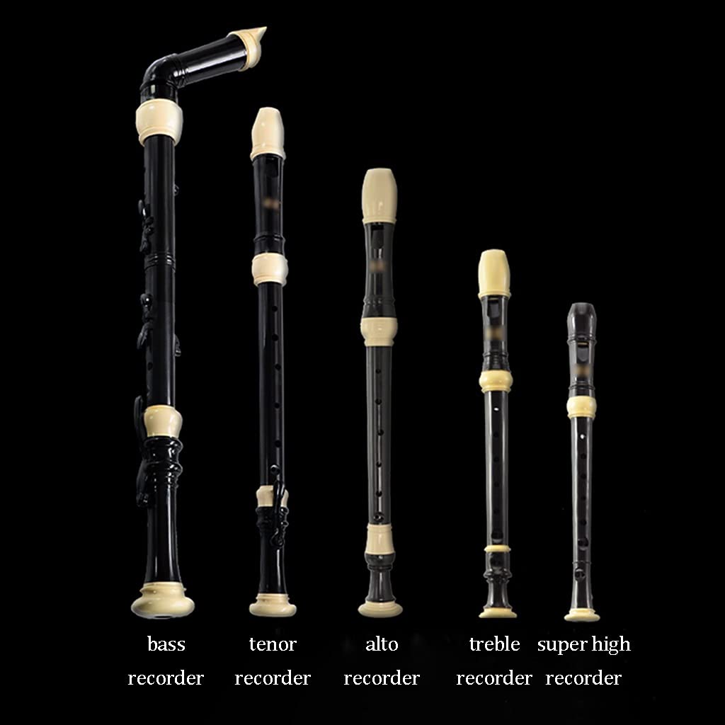 Blockflöten Blockflöte Lernen Erwachsene Erwachsene C-Taste Barock 8-Loch Blockflötensatz, Band Performance Britische Blockflöte, 5-teilig, Mit Ledertasche (Color : Black, Size : 5 Pieces)
