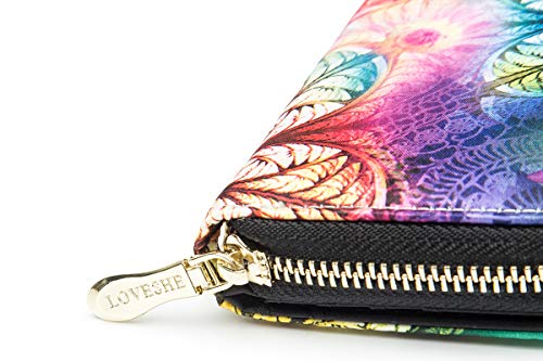 Loveshe Women Wallet Rfid Blocking Purse Credit Card Clutch Zip Around Phone Clutch Large Travel Purse Wristlet Bohemian （Yz） #TOP1